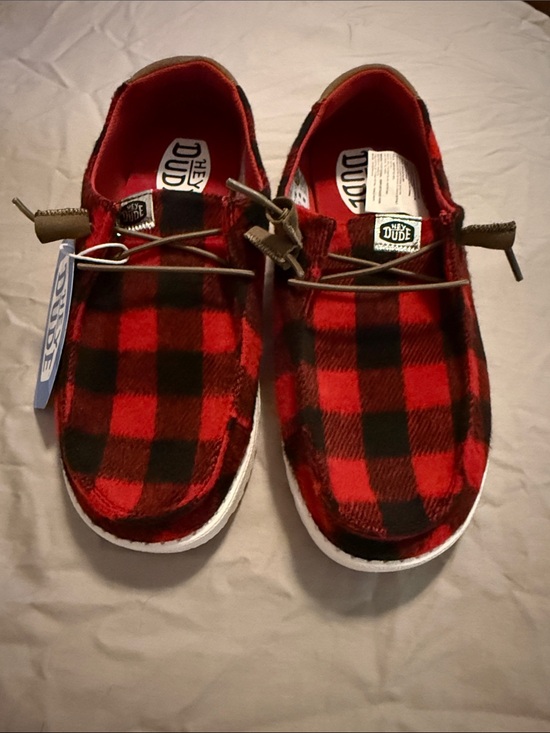 Hey Dude Shoes - Hey Dude Wendy Buffalo Plaid Slip Ons Size 8.
